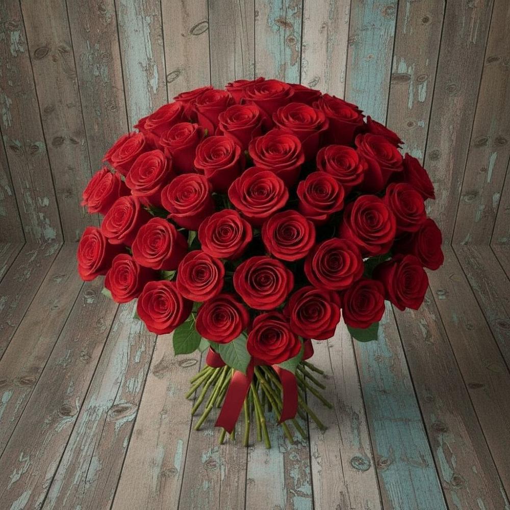 Букет 55 Красных роз Фридом в Цибино