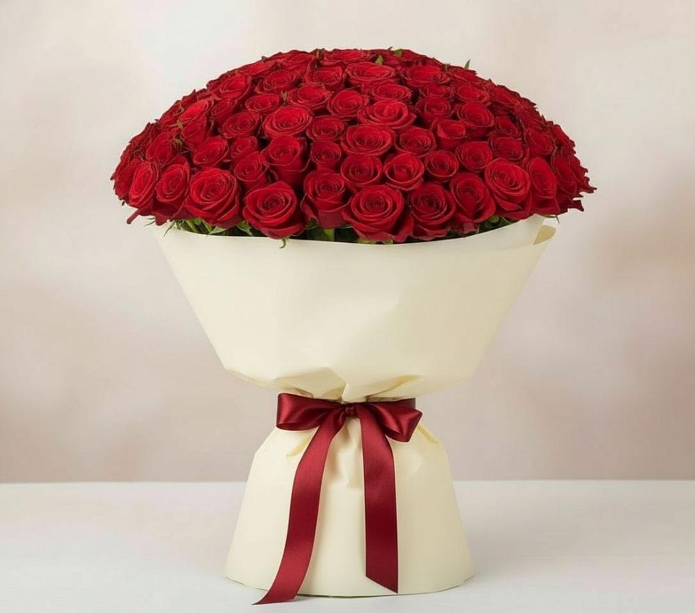 Букет 101 Красная роза Милано в Цибино