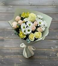 Букет цветов из:  Альстромерии, Розы и Хризантемы в Цибино