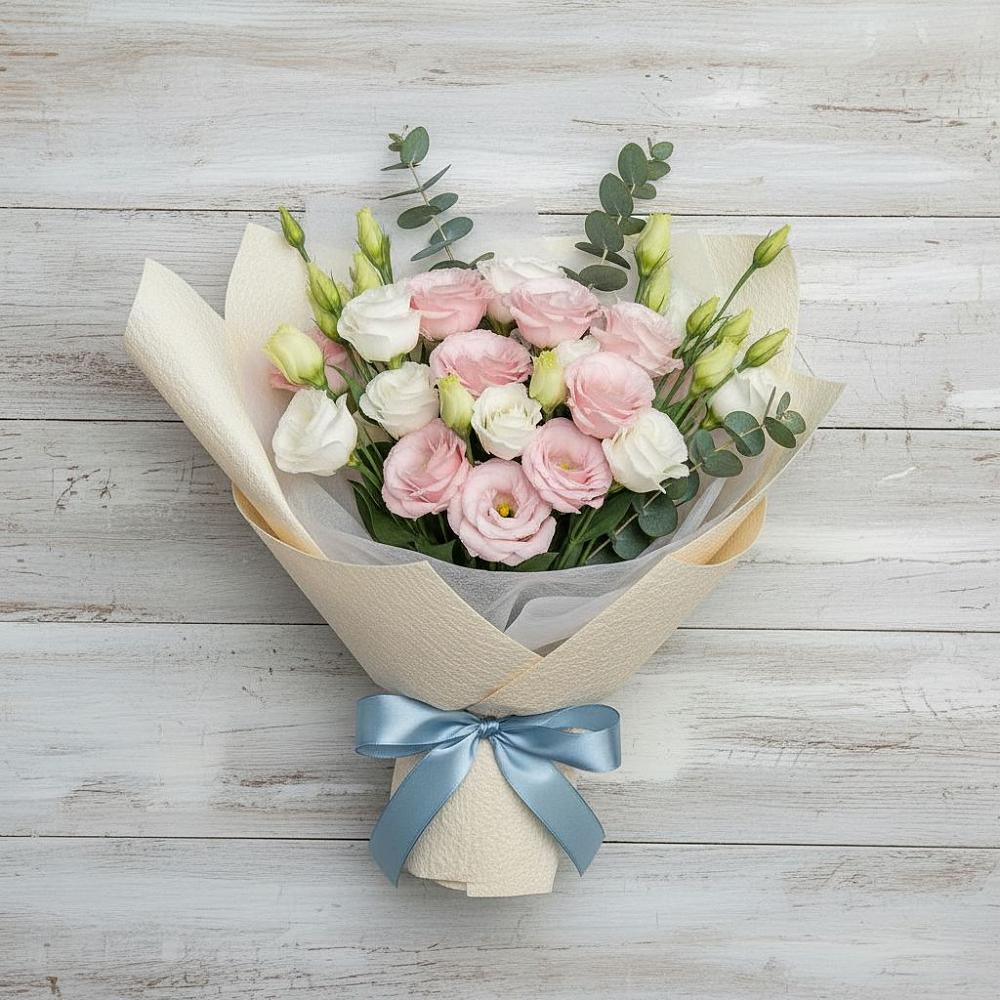 Букет цветов из: Лизиантусы в Цибино